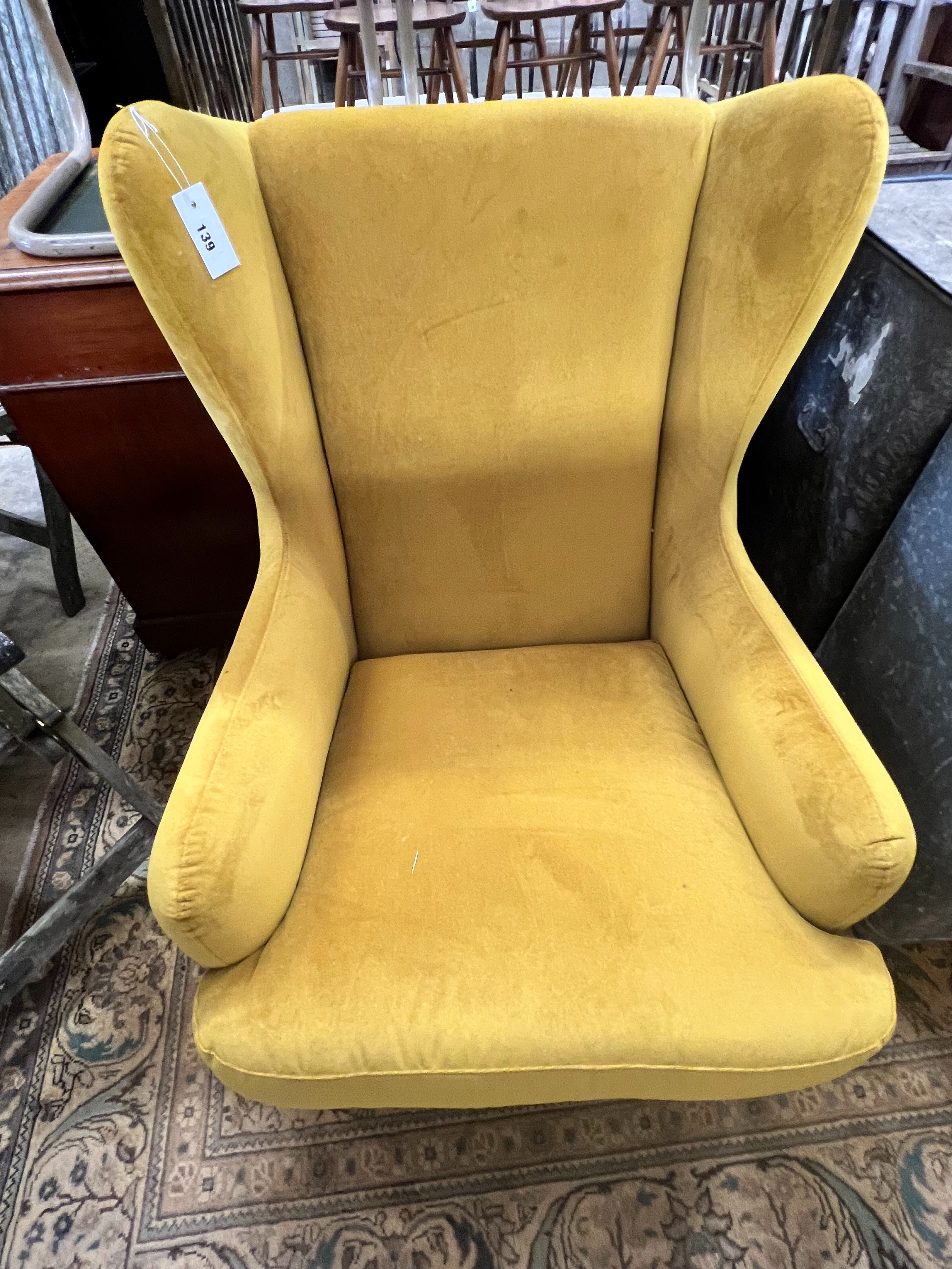 A John Lewis Bergen armchair in Harriet Mustard fabric, width 70cm depth 84cm height 96cm